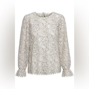 Women Part Two Artwork long sleeves Black and cream Lace sheer Top‎ size 8
